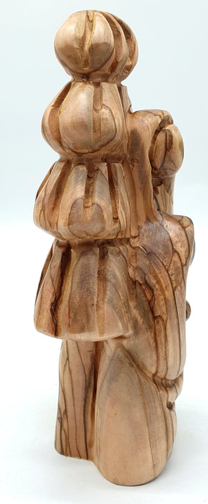 Hand - Carved Olive Wood Nativity Scene Sculpture with Tree – Abstract Art from the Holy Land | Unique Religious Decor (6.9x2.9x2.5") - Zuluf