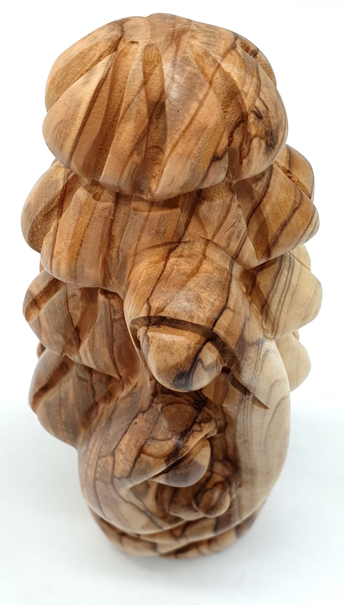 Hand - Carved Olive Wood Nativity Scene Sculpture with Tree – Abstract Art from the Holy Land | Unique Religious Decor (6.9x2.9x2.5") - Zuluf