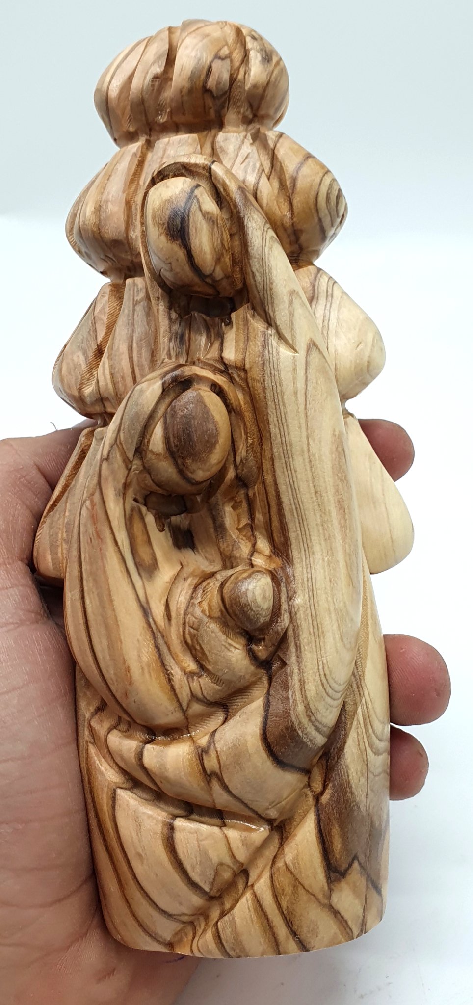 Hand - Carved Olive Wood Nativity Scene Sculpture with Tree – Abstract Art from the Holy Land | Unique Religious Decor (6.9x2.9x2.5") - Zuluf