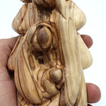 Hand - Carved Olive Wood Nativity Scene Sculpture with Tree – Abstract Art from the Holy Land | Unique Religious Decor (6.9x2.9x2.5") - Zuluf