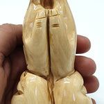 "Hand-Carved Olive Wood Praying Hands Statue - Jesus Hands from Bethlehem, Holy Land - 4.3 Inches - Zuluf