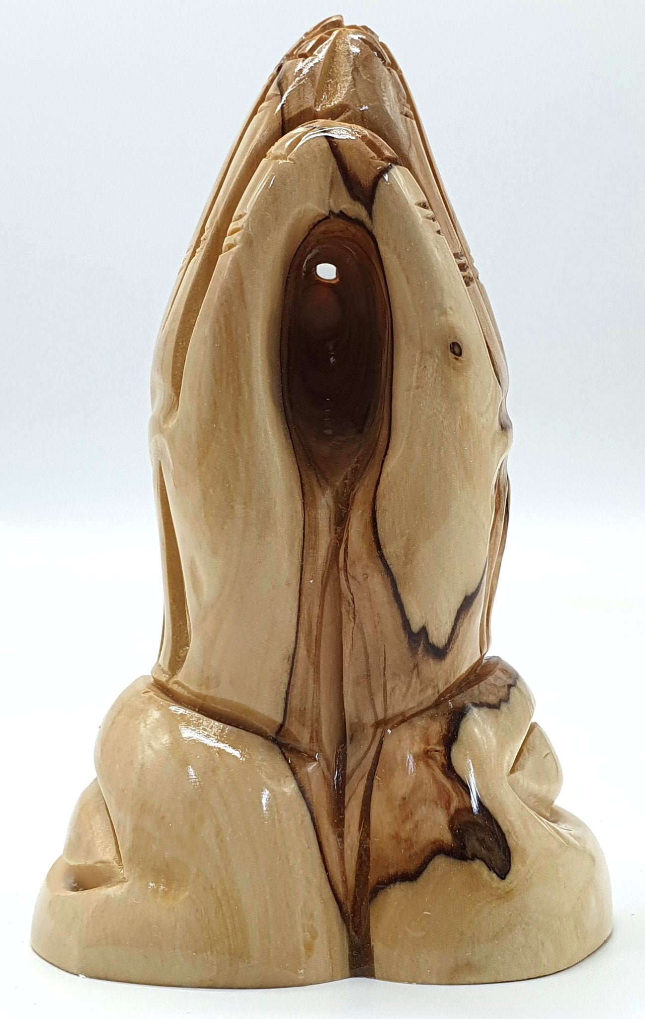 "Hand-Carved Olive Wood Praying Hands Statue - Jesus Hands from Bethlehem, Holy Land - 4.3 Inches - Zuluf