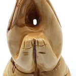 "Hand-Carved Olive Wood Praying Hands Statue - Jesus Hands from Bethlehem, Holy Land - 4.3 Inches - Zuluf