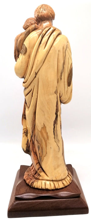 Hand - Carved Olive Wood Saint Joseph with Baby Jesus Statue - High - Quality Religious Art from Bethlehem | Ideal for Home Decor, Church Display, and Gift | 16.2X6.3X6.1" - Zuluf