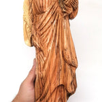 Hand - Carved Olive Wood Saint Joseph with Baby Jesus Statue - High - Quality Religious Art from Bethlehem | Ideal for Home Decor, Church Display, and Gift | 16.2X6.3X6.1" - Zuluf