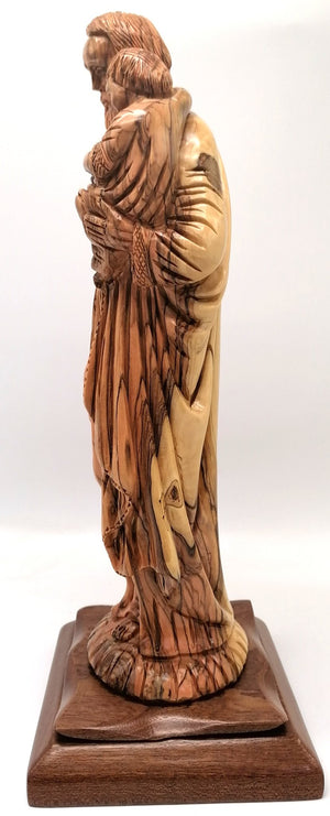 Hand - Carved Olive Wood Saint Joseph with Baby Jesus Statue - High - Quality Religious Art from Bethlehem | Ideal for Home Decor, Church Display, and Gift | 16.2X6.3X6.1" - Zuluf