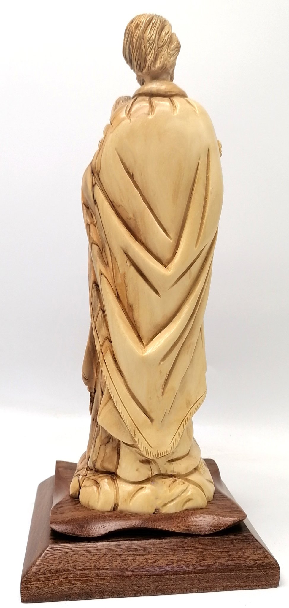 Hand - Carved Olive Wood Saint Joseph with Baby Jesus Statue on a Sturdy Base – Made in Bethlehem | High - Quality Religious Decor & Gift 13X5.8X5.1" - Zuluf