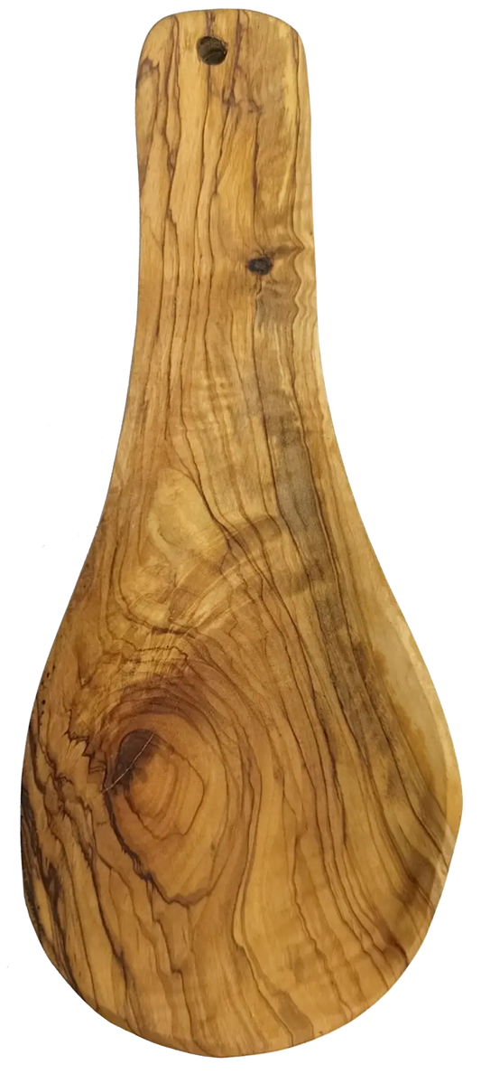 Hand carved olive wood spoon rest – solid natural hardwood kitchen utensil holder - kitchen items