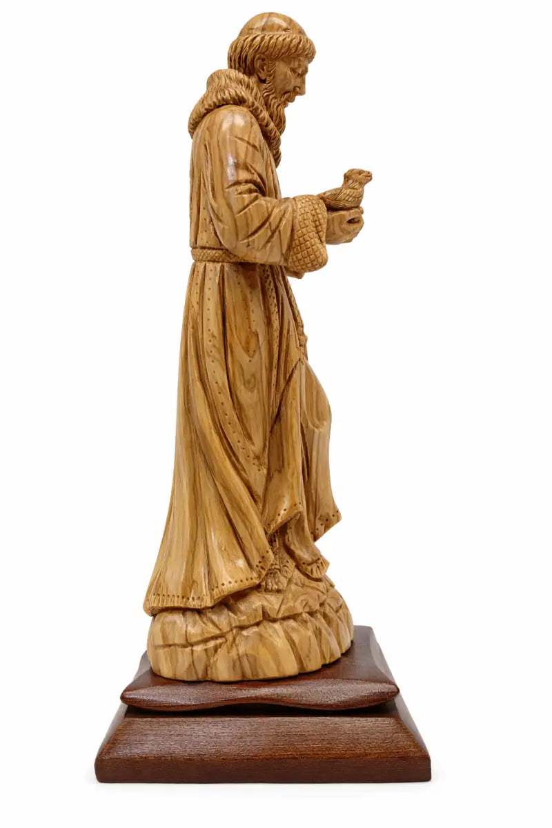 Hand carved olive wood st. Francis of assisi statue | handmade bethlehem holy land christian sculpture - figures