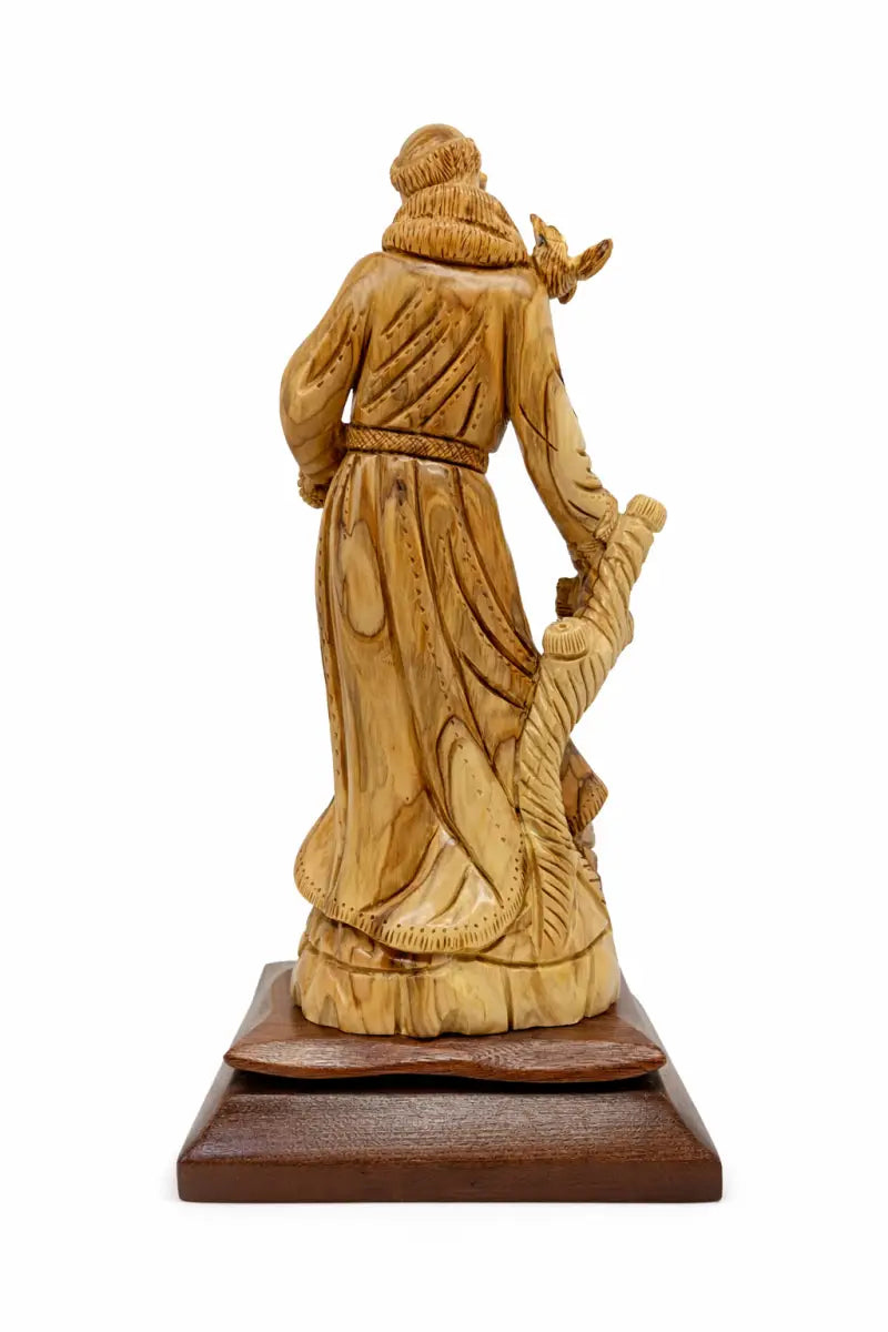 Hand carved olive wood st. Francis of assisi statue | handmade bethlehem holy land christian sculpture - figures