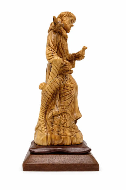 Hand carved olive wood st. Francis of assisi statue | handmade bethlehem holy land christian sculpture - figures