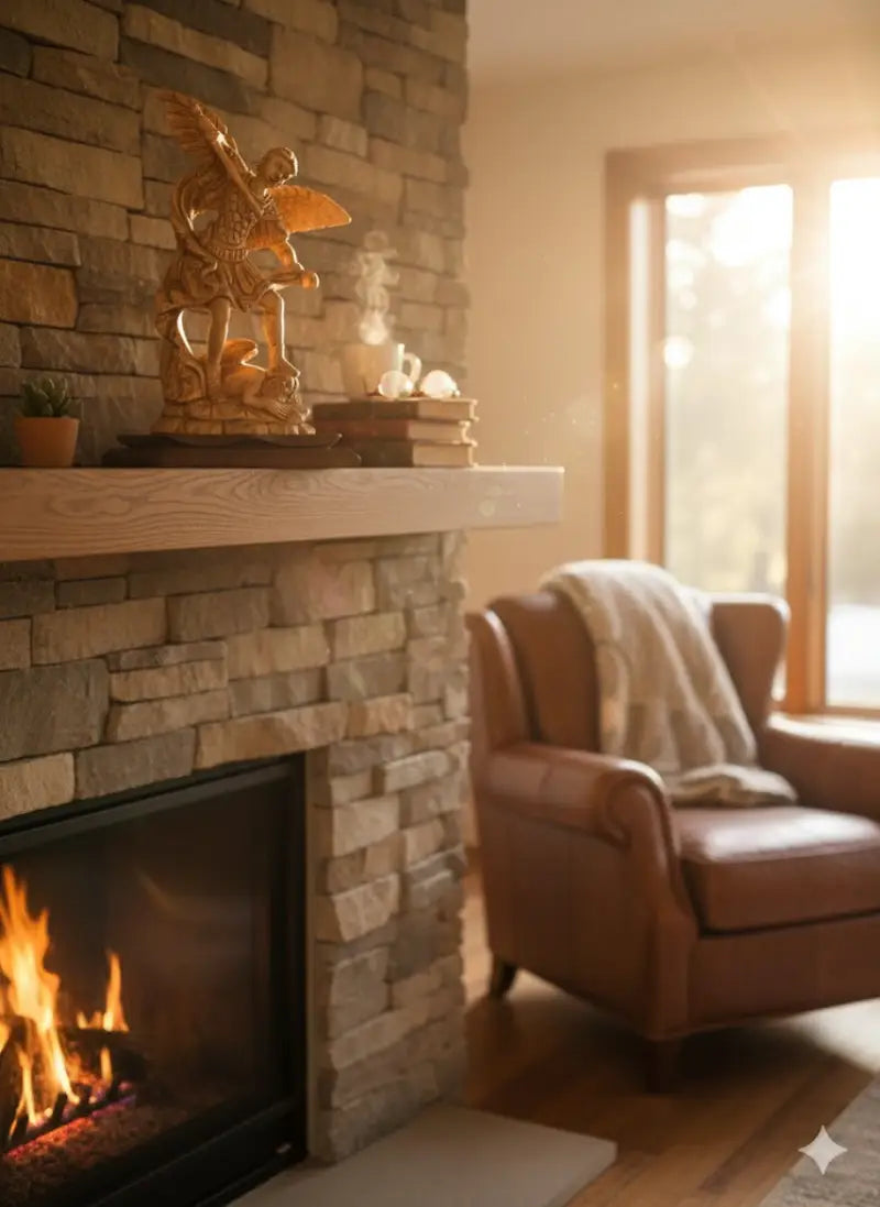 Hand carved olive wood st. Michael the archangel statue 11” | handmade bethlehem holy land christian sculpture - figures