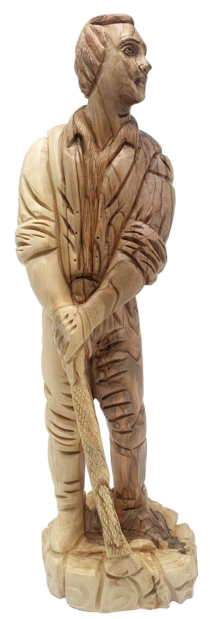 Hand - Carved Olive Wood Statue of Joseph Smith with Axe - Premium Quality Bethlehem Craftsmanship | Ideal Religious Decor & Gift - Zuluf