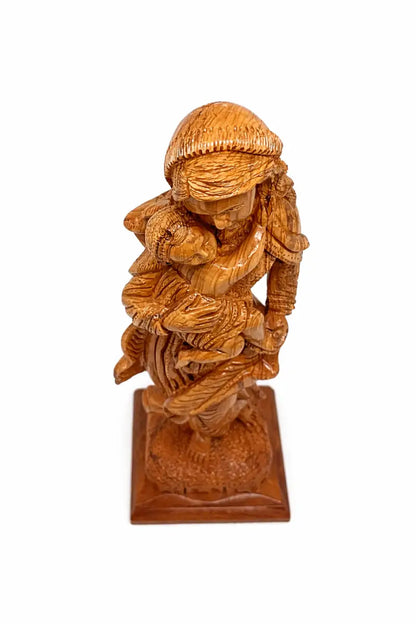 Hand carved olive wood virgin mary & baby jesus statue 20.7” | handmade holy land bethlehem sculpture - figures