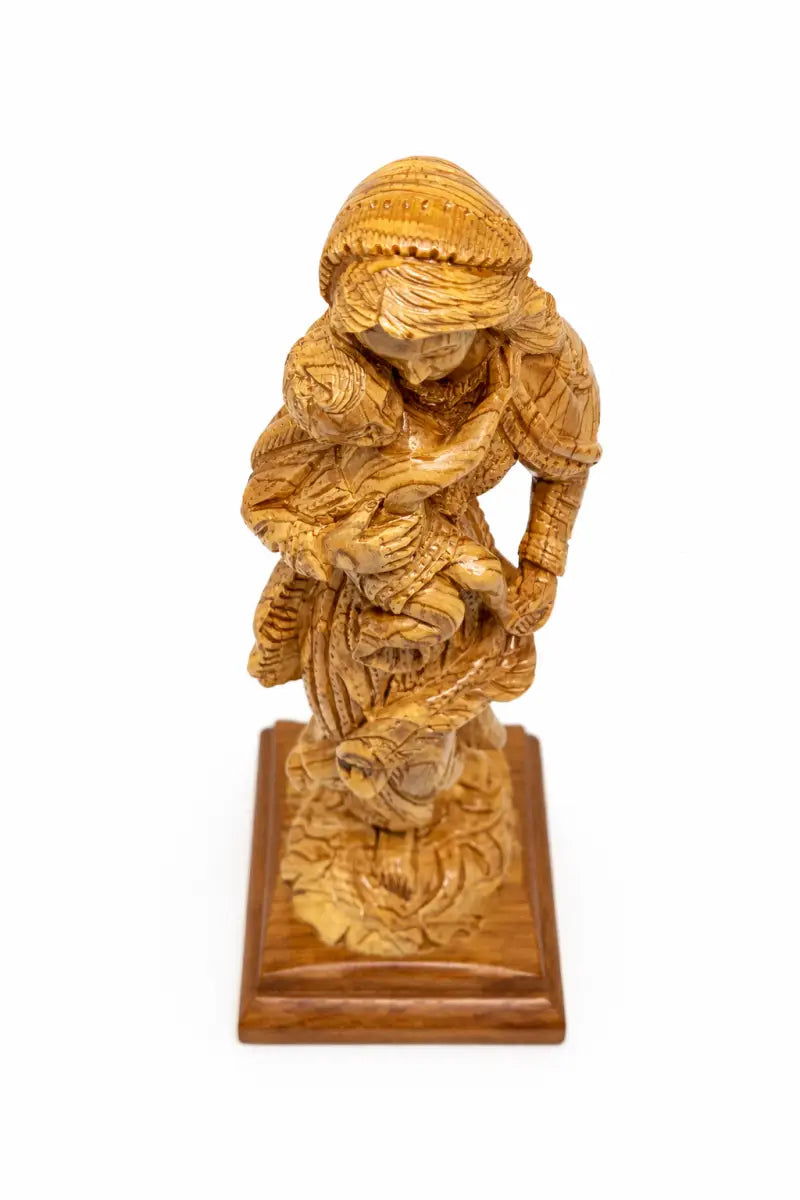 Hand carved olive wood virgin mary & baby jesus statue | handmade in bethlehem holy land - figures