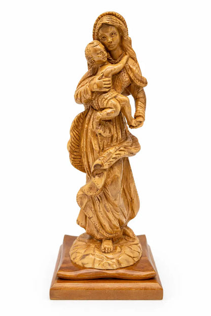 Hand carved olive wood virgin mary & baby jesus statue | handmade in bethlehem holy land - figures