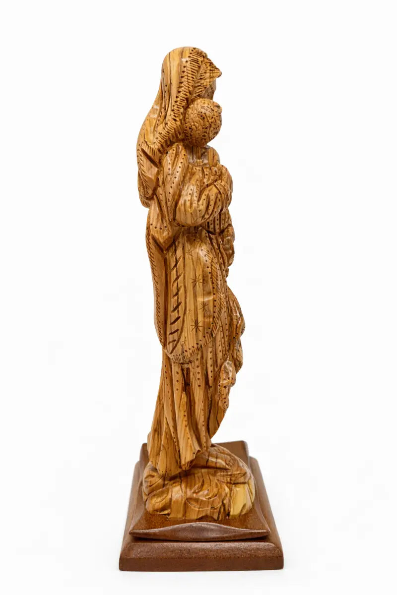 Hand carved olive wood virgin mary & baby jesus statue | handmade in bethlehem holy land - figures