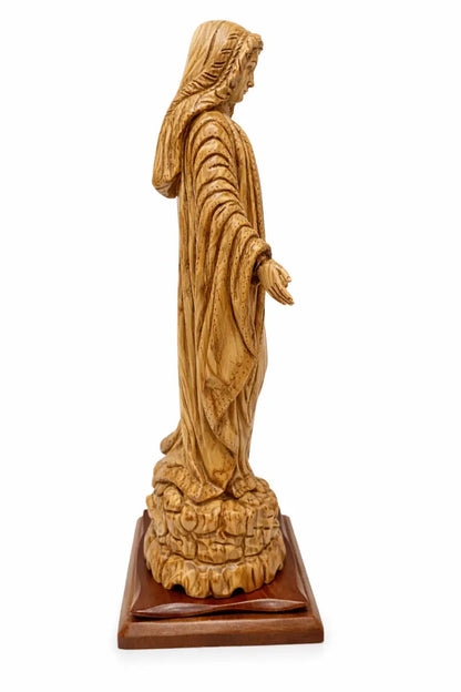 Hand-carved olive wood virgin mary statue from bethlehem – large handmade holy land sculpture 18.5’’ authentic