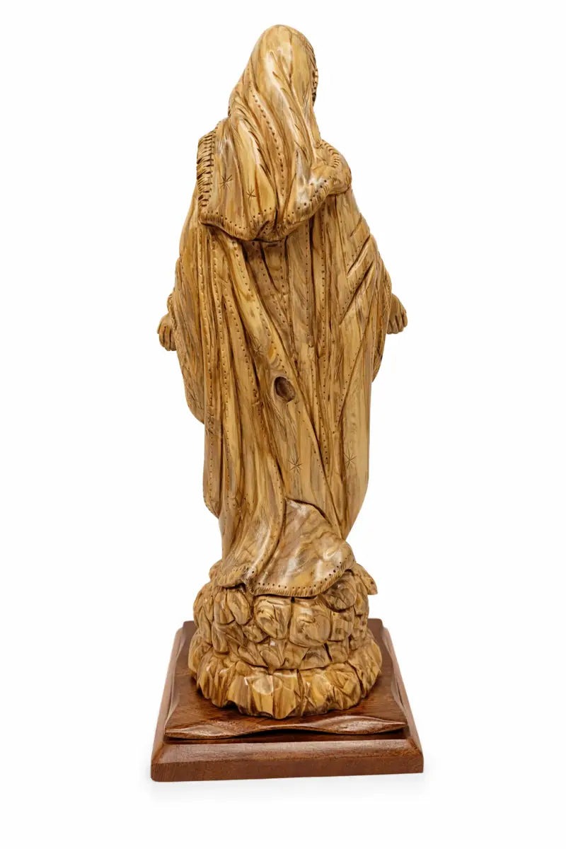 Hand-carved olive wood virgin mary statue from bethlehem – large handmade holy land sculpture 18.5’’ authentic