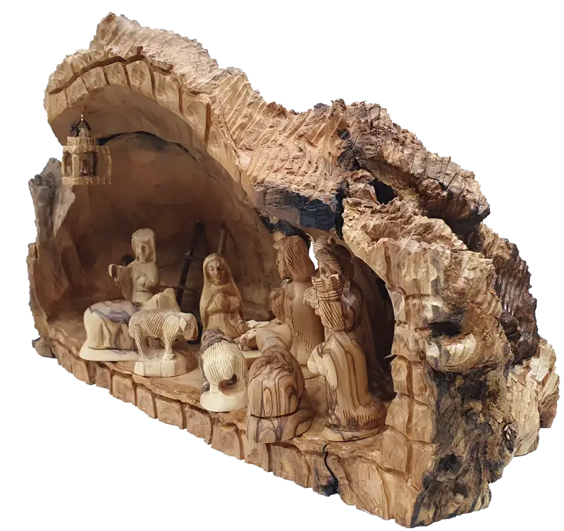 Hand crafted bethlehem nativity cave art for christmas décor - nativities