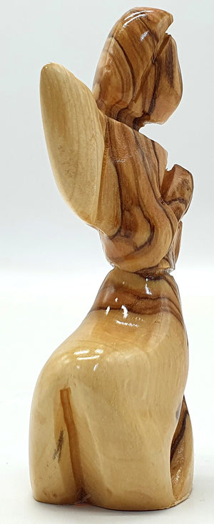 Hand-Crafted Olive Wood Praying Angel Statue - Bethlehem Made, 4.1 Inches, Spiritual Home Decor - Zuluf