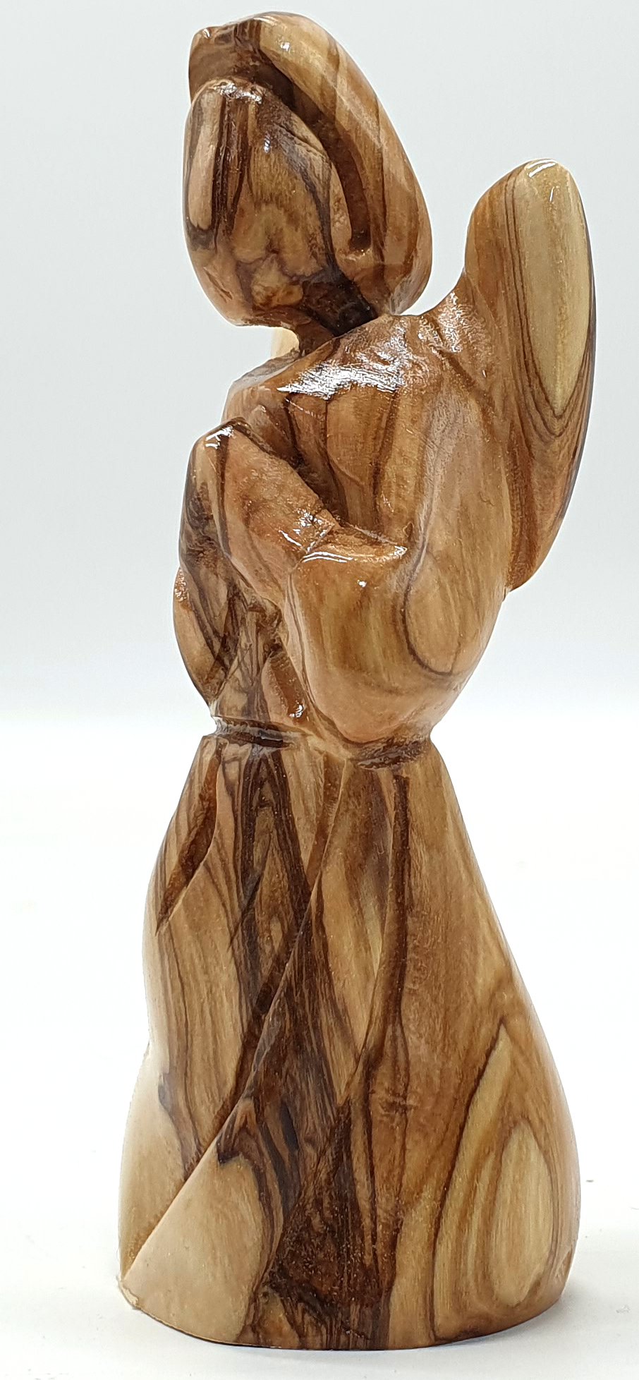 Hand-Crafted Olive Wood Praying Angel Statue - Bethlehem Made, 4.1 Inches, Spiritual Home Decor - Zuluf