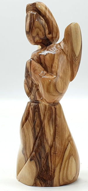 Hand-Crafted Olive Wood Praying Angel Statue - Bethlehem Made, 4.1 Inches, Spiritual Home Decor - Zuluf