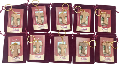 Hand crafted olive wood tau cross keychain – symbol of faith and protection 10 keychain