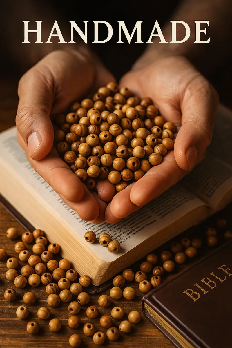 Hand made olive wood beads 8mm from bethlehem