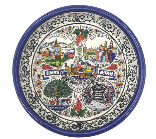 Hand-painted palestinian ceramic bowl vibrant traditional art decor