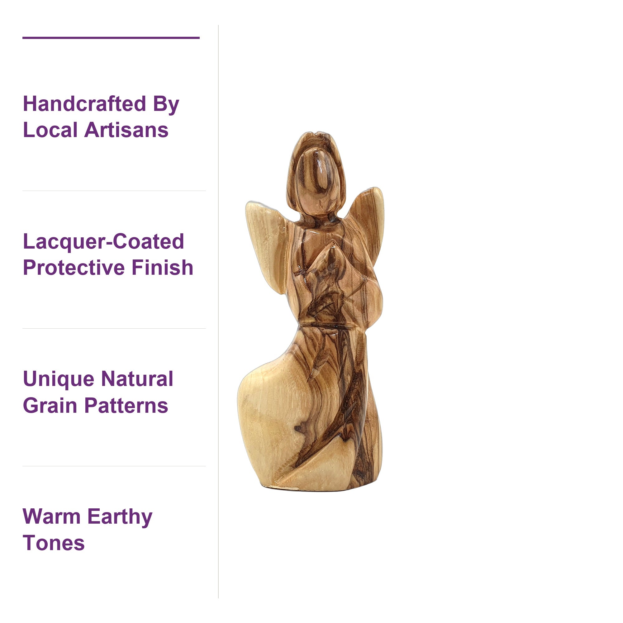 Olive Wood Angel Figurine - Praying Figure | Zuluf Olive Wood Angel Figurine - Praying Figure | Zuluf