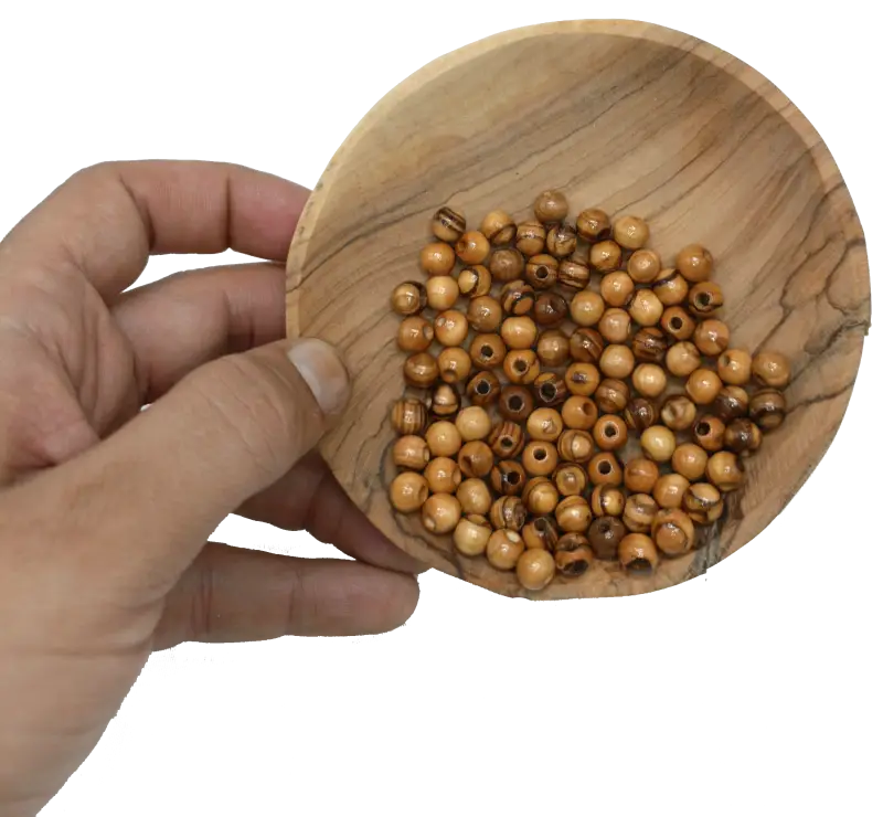 Handcrafted olive wood beads 6mm from bethlehem