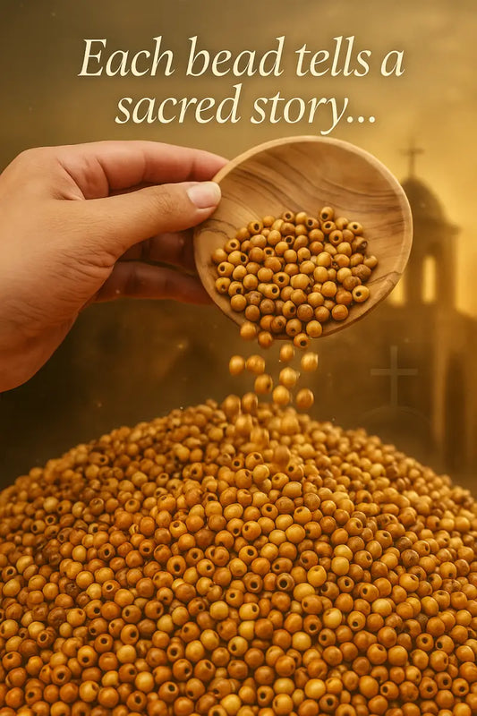 Handcrafted olive wood beads 6mm from bethlehem