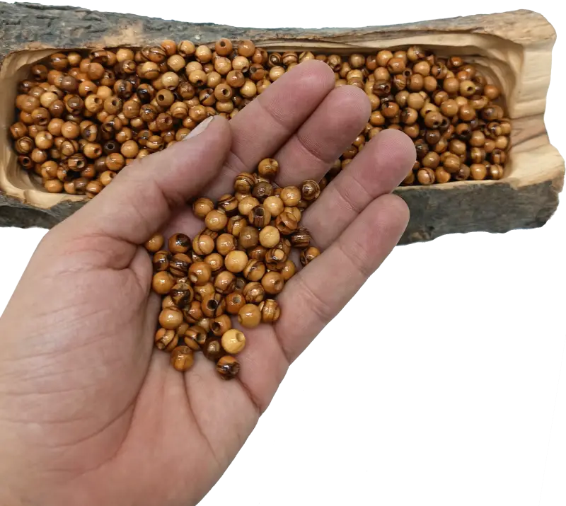 Handcrafted olive wood beads 6mm from bethlehem