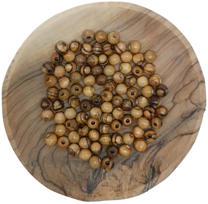 Handcrafted olive wood beads 6mm from bethlehem