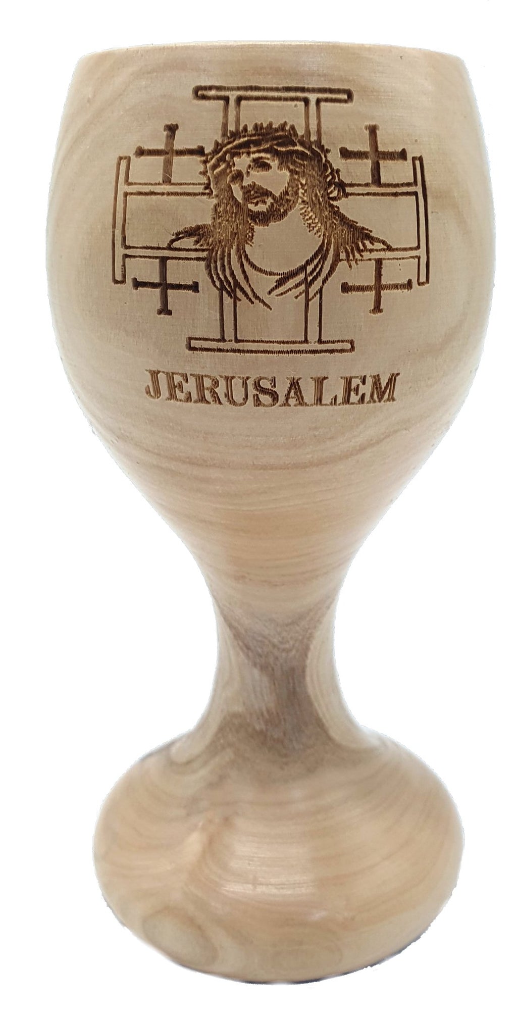 Handcrafted Olive Wood Chalice – Made in Bethlehem | Religious Decor & Gift, 5.9x2.7x2.7", 260g - Zuluf