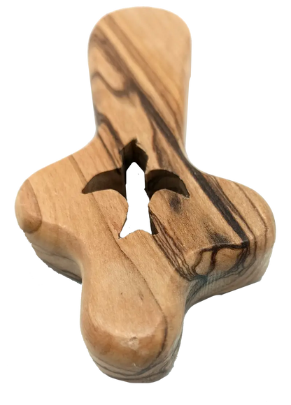 🕊️ handcrafted olive wood comfort cross with dove cut-out – made in bethlehem | comes gift bag & certificate | zuluf