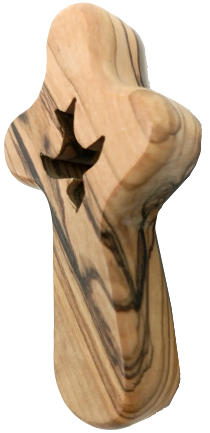 🕊️ handcrafted olive wood comfort cross with dove cut-out – made in bethlehem | comes gift bag & certificate | zuluf