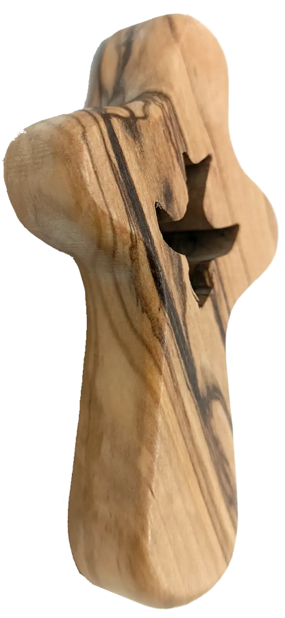 🕊️ handcrafted olive wood comfort cross with dove cut-out – made in bethlehem | comes gift bag & certificate | zuluf