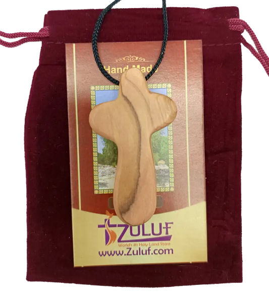 🕊️ handcrafted olive wood comfort cross necklace – 2.4x1.4 inches | genuine holy land keepsake from zuluf - 1 - charm