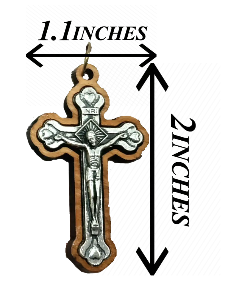 Handcrafted olive wood crucifix necklace set