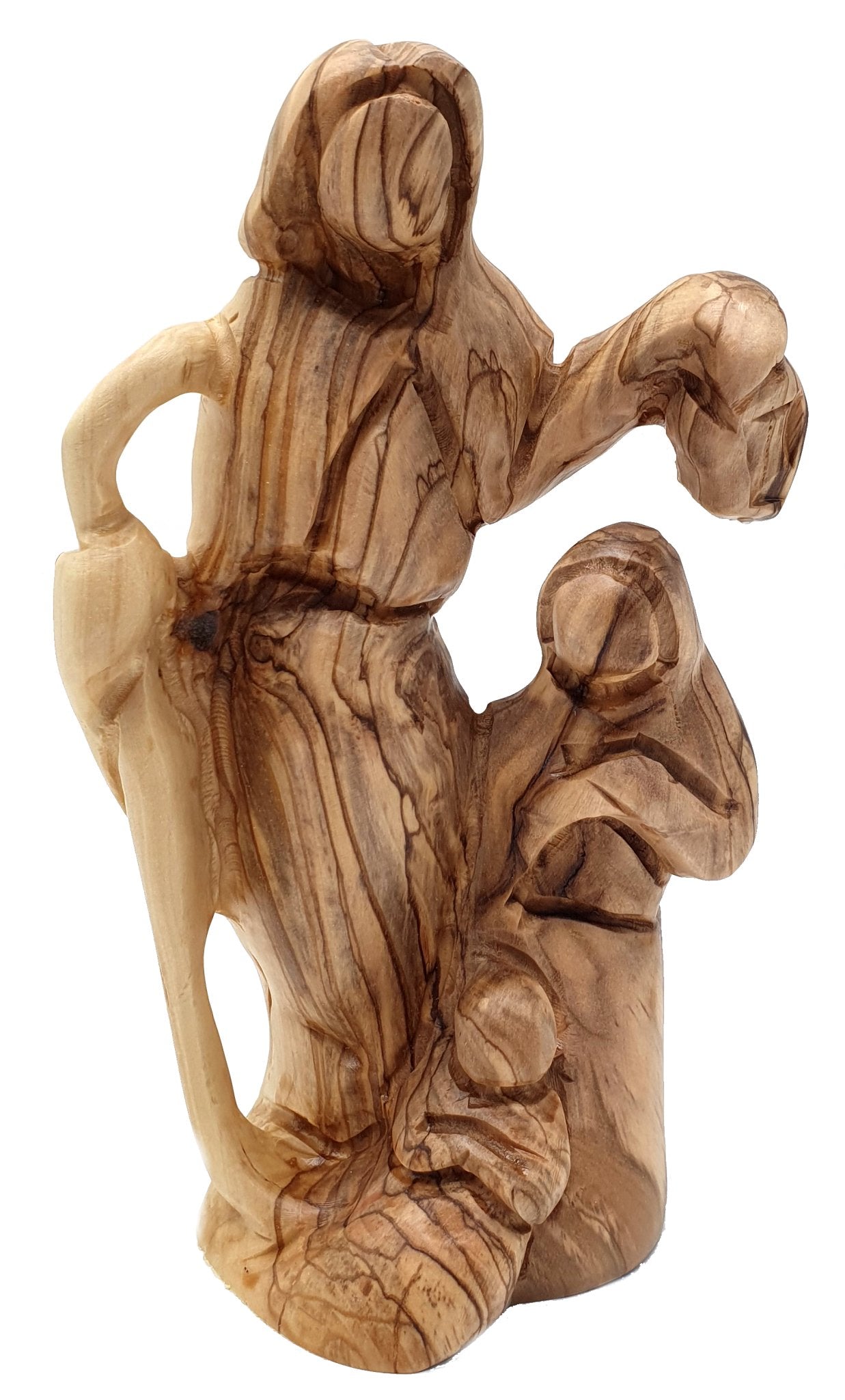 Handcrafted Olive Wood Holy Family Nativity Figurine from the Holy Land | Unique Religious Art for Home Décor (6.5x4.1x2.6") - Zuluf