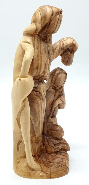 Handcrafted Olive Wood Holy Family Nativity Figurine from the Holy Land | Unique Religious Art for Home Décor (6.5x4.1x2.6") - Zuluf