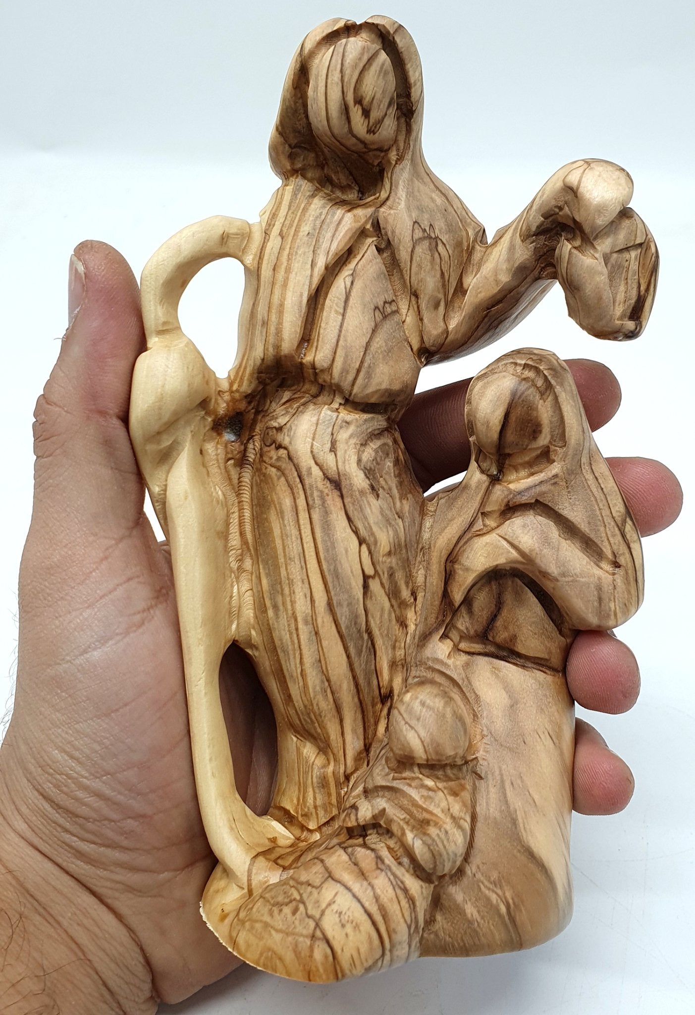 Handcrafted Olive Wood Holy Family Nativity Figurine from the Holy Land | Unique Religious Art for Home Décor (6.5x4.1x2.6") - Zuluf