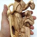 Handcrafted Olive Wood Holy Family Nativity Figurine from the Holy Land | Unique Religious Art for Home Décor (6.5x4.1x2.6") - Zuluf