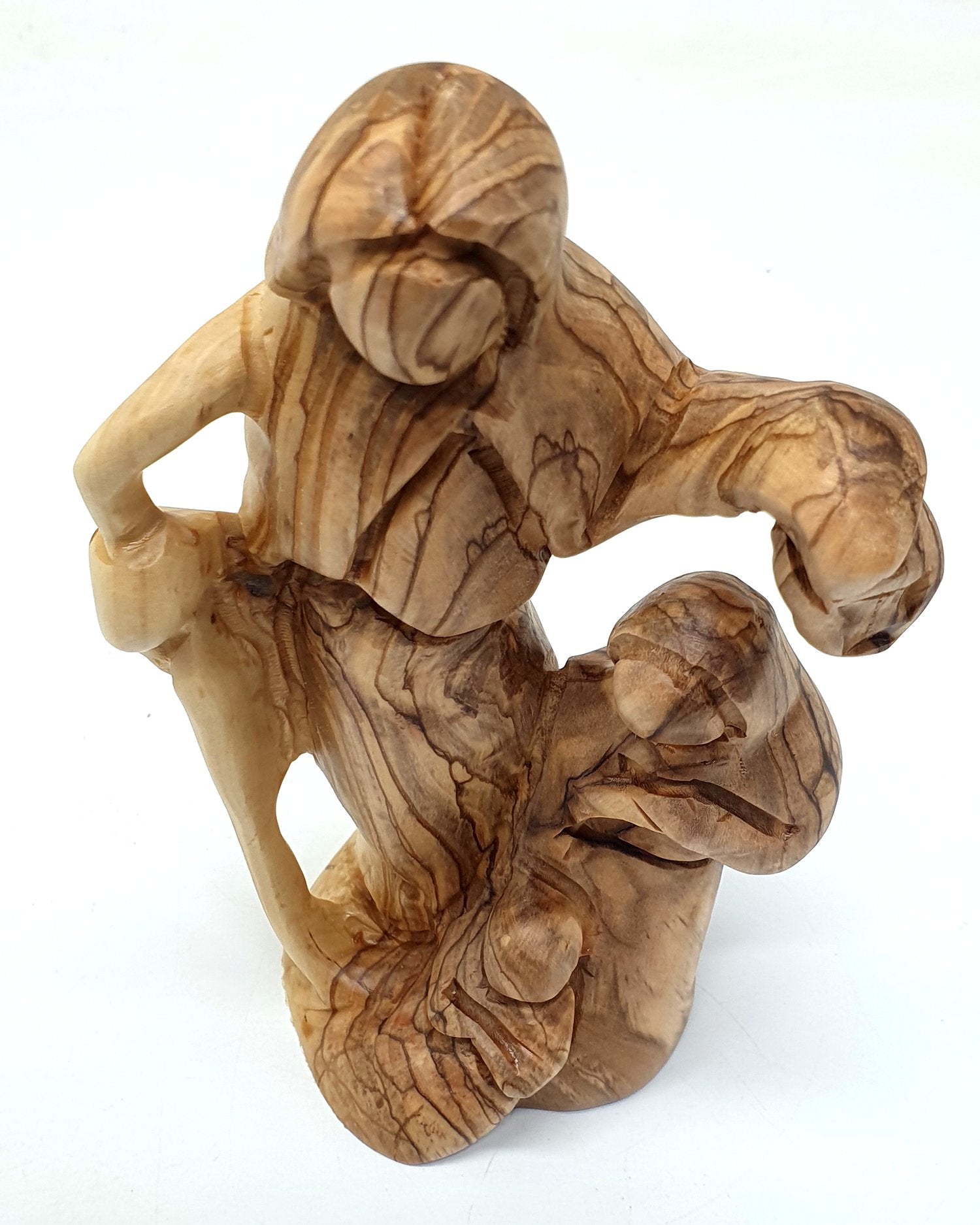 Handcrafted Olive Wood Holy Family Nativity Figurine from the Holy Land | Unique Religious Art for Home Décor (6.5x4.1x2.6") - Zuluf