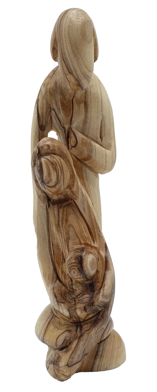 Handcrafted olive wood holy family statue nativity scene decor