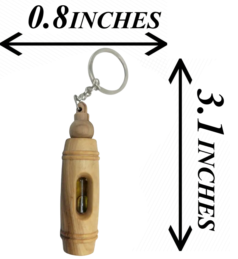Handcrafted olive wood keychain with encased pure oil – unique and symbolic gift keychain