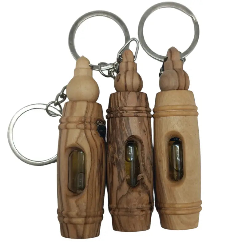 Handcrafted olive wood keychain with encased pure oil – unique and symbolic gift 3 keychain