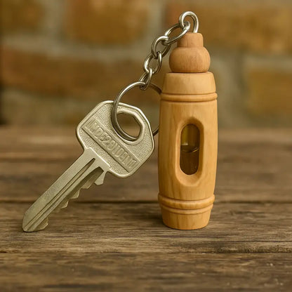 Handcrafted olive wood keychain with encased pure oil – unique and symbolic gift keychain
